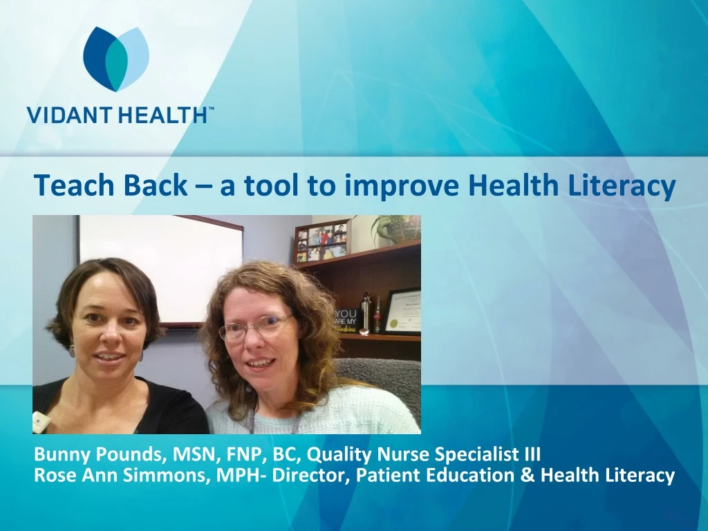 teach back a tool to improve health literacy