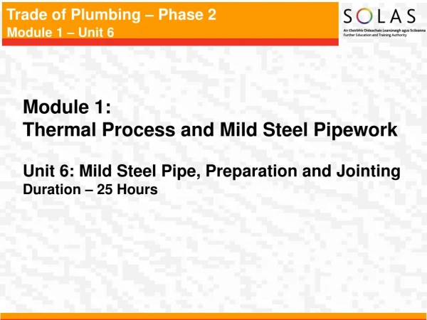 Module 1:   Thermal Process and Mild Steel Pipework