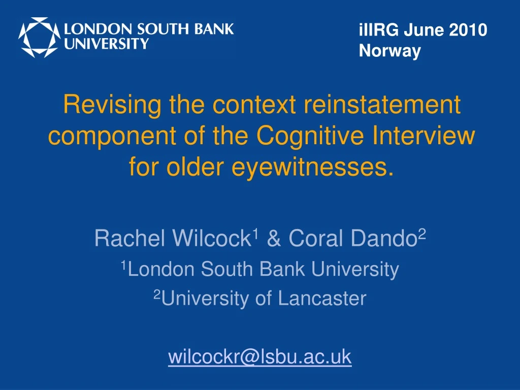 revising the context reinstatement component of the cognitive interview for older eyewitnesses