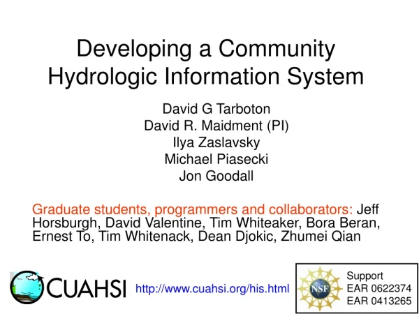 Developing a Community Hydrologic Information System