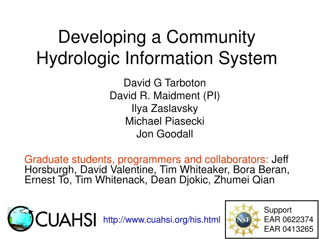 developing a community hydrologic information system