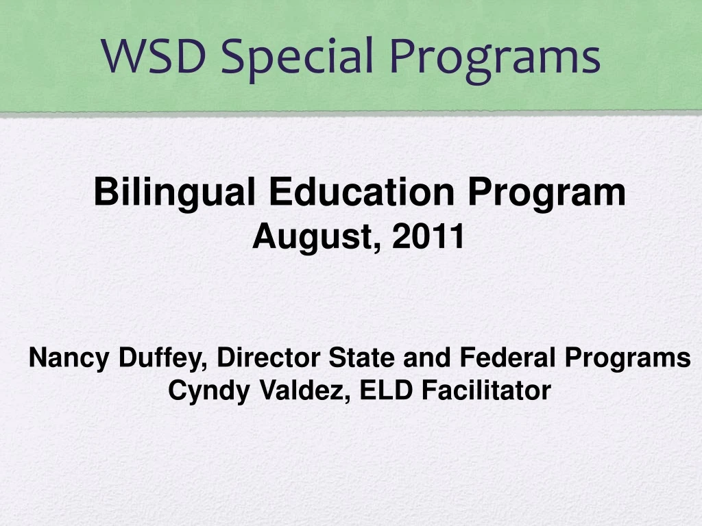 wsd special programs