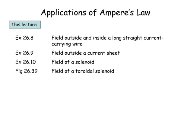 Applications of Ampere’s Law