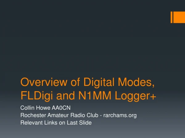 Overview of Digital Modes, FLDigi  and N1MM Logger+