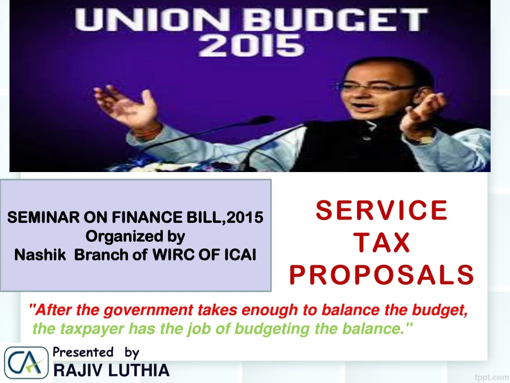 service tax proposals