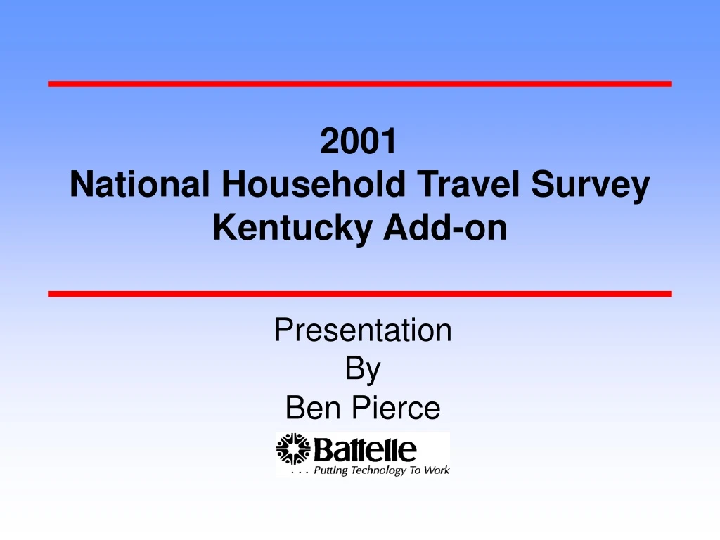 2001 national household travel survey kentucky add on