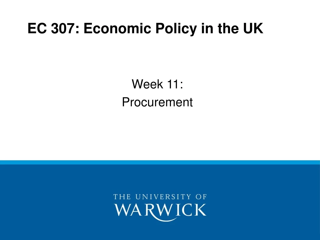 ec 307 economic policy in the uk