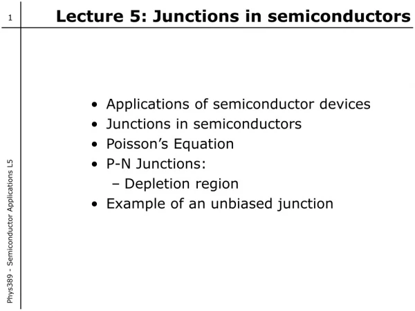 Lecture 5: Junctions in semiconductors