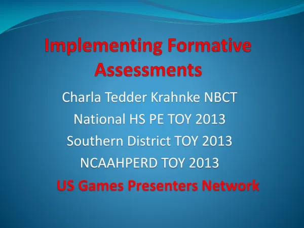 Implementing Formative Assessments