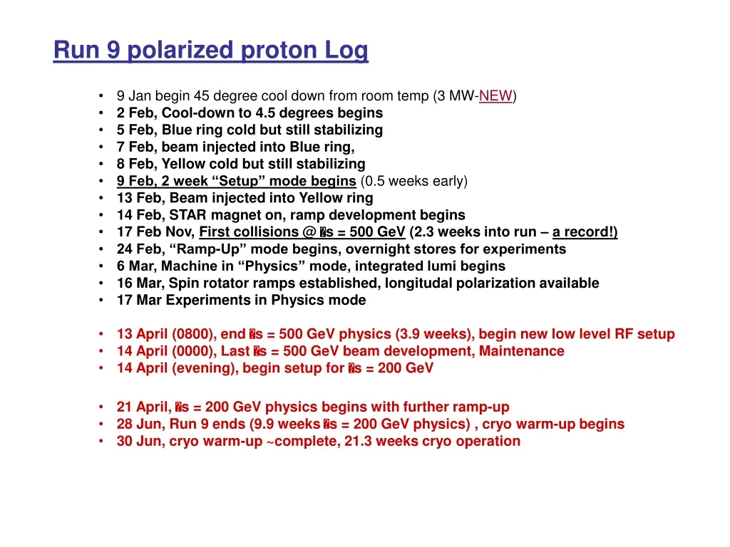 run 9 polarized proton log 9 jan begin 45 degree