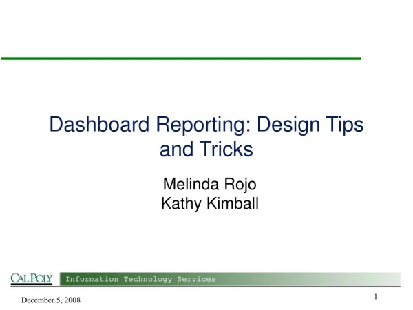 Dashboard Reporting: Design Tips and Tricks