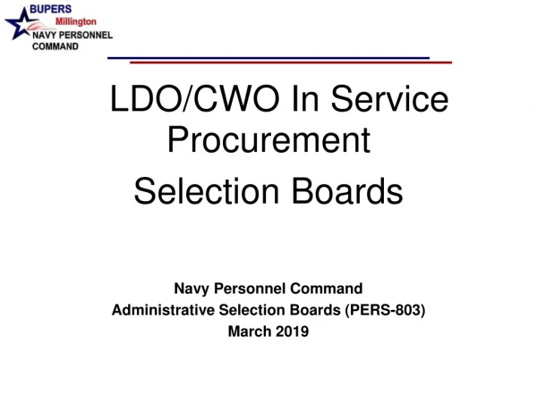 LDO/CWO In Service Procurement  Selection Boards Navy Personnel Command