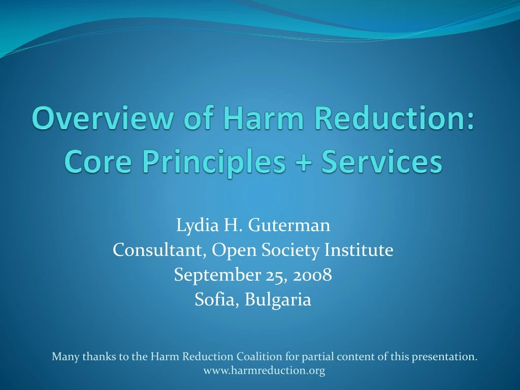 overview of harm reduction core principles services
