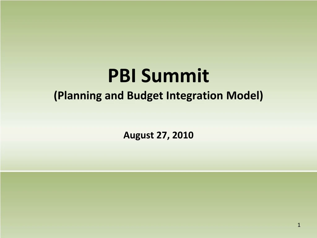 pbi summit planning and budget integration model