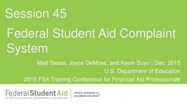 Federal Student Aid Complaint System