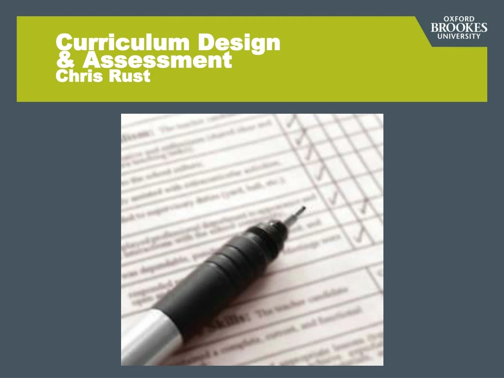 curriculum design assessment chris rust