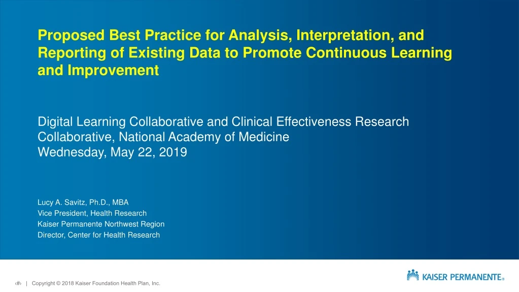 proposed best practice for analysis