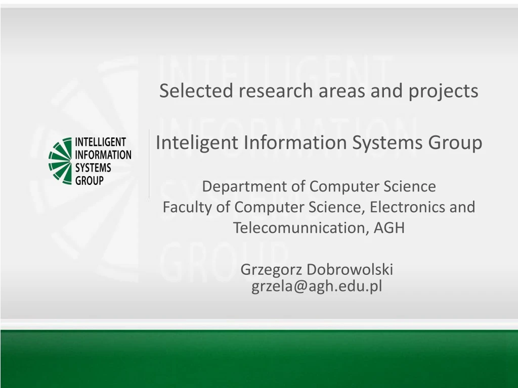 selected research areas and projects inteligent