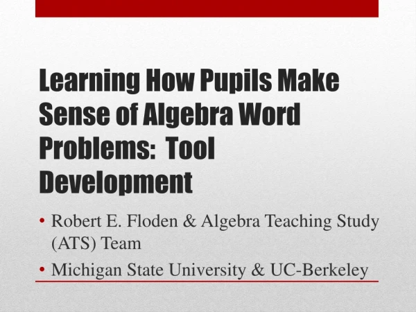 Learning How Pupils Make Sense of Algebra Word Problems:  Tool Development