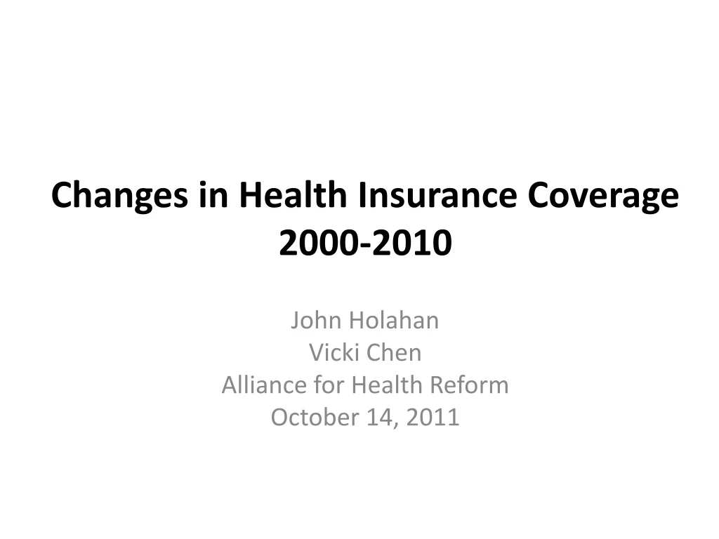 changes in health insurance coverage 2000 2010