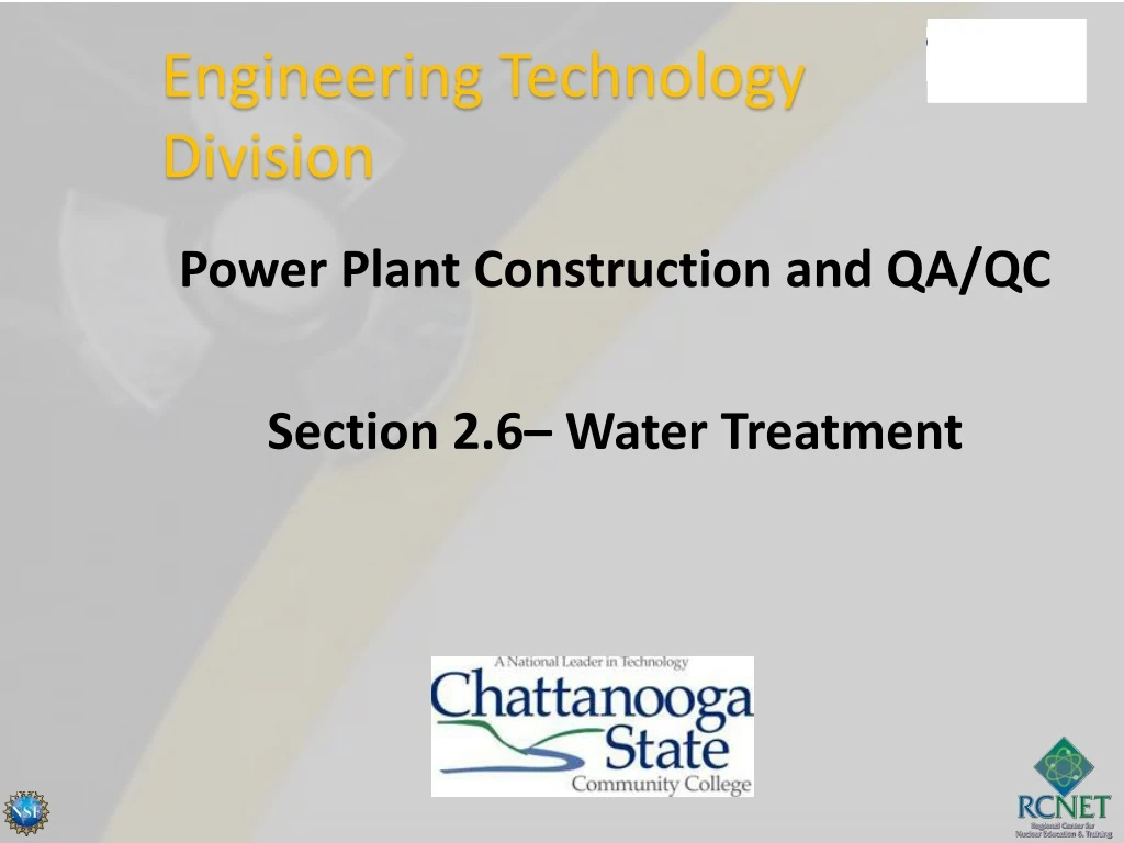 power plant construction and qa qc section 2 6 water treatment