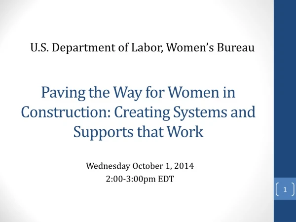 Paving the Way for Women in Construction: Creating Systems and Supports that Work