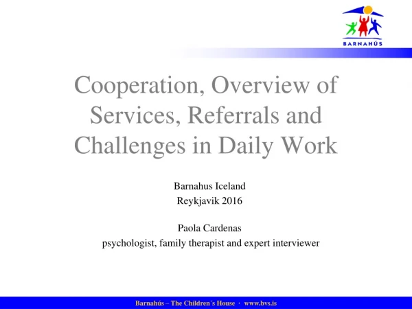 Cooperation, Overview of Services, Referrals and Challenges in Daily Work