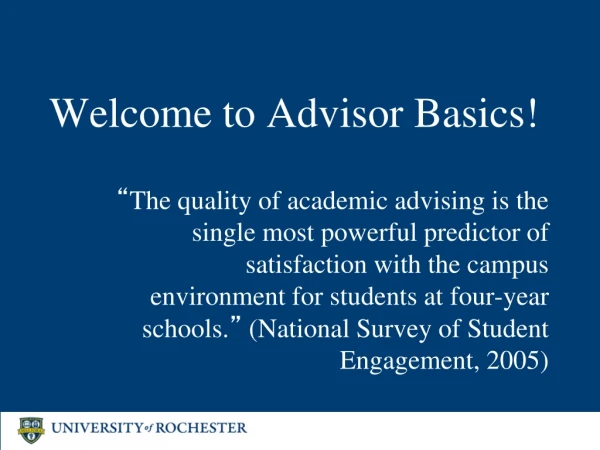 Welcome to Advisor Basics!