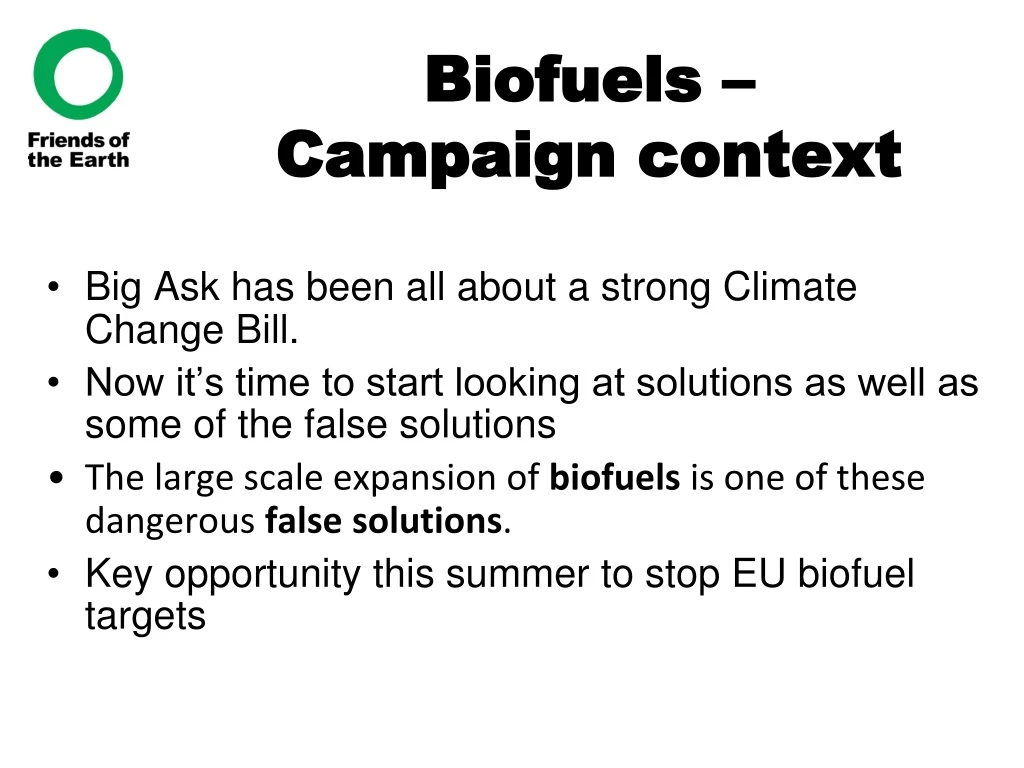 biofuels campaign context