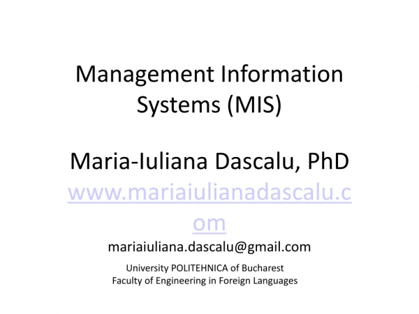 Management Information Systems (MIS)