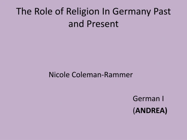 The Role of Religion In Germany Past and Present