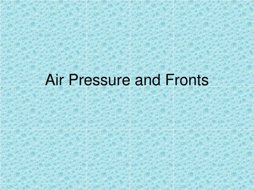 air pressure and fronts