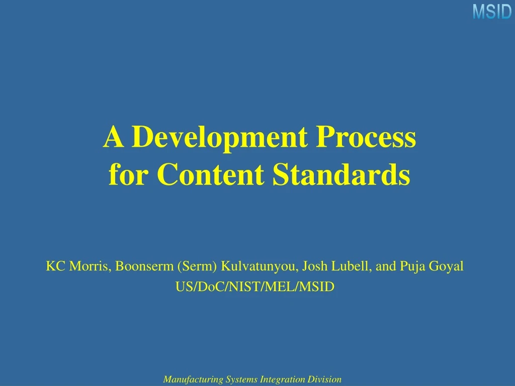 a development process for content standards