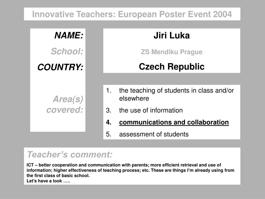 innovative teachers european poster event 2004