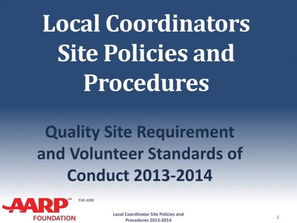 Local Coordinators Site Policies and Procedures