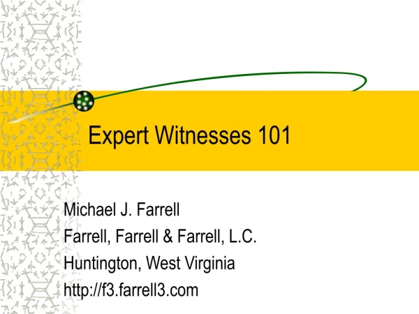 Expert Witnesses 101