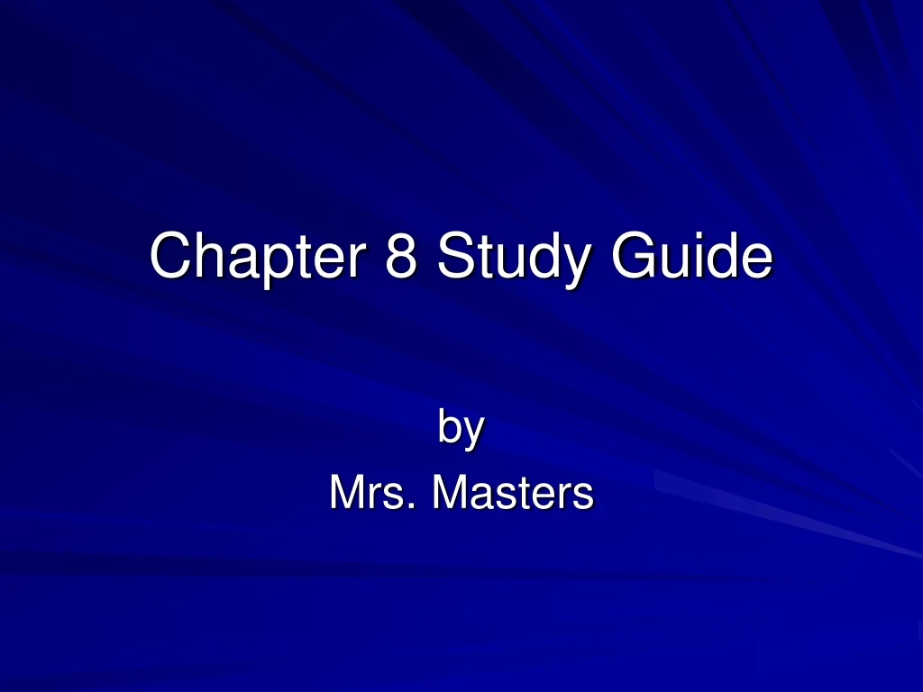 chapter 8 study guide