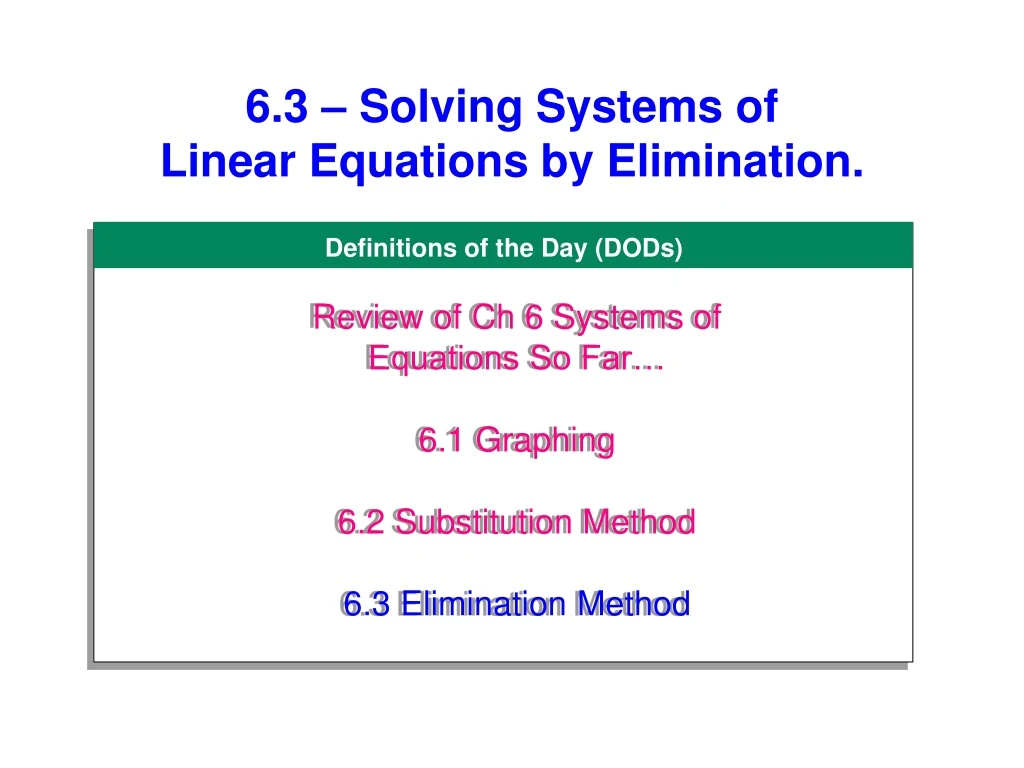 6 3 solving systems of linear equations by elimination