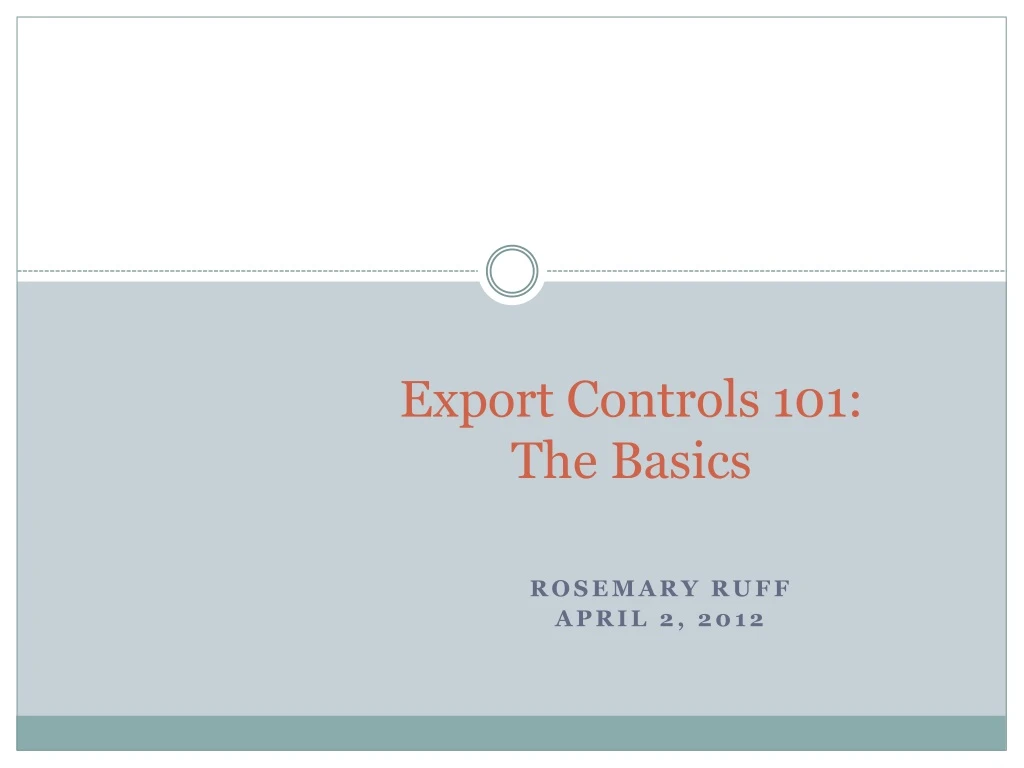 export controls 101 the basics