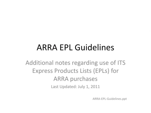 ARRA EPL Guidelines