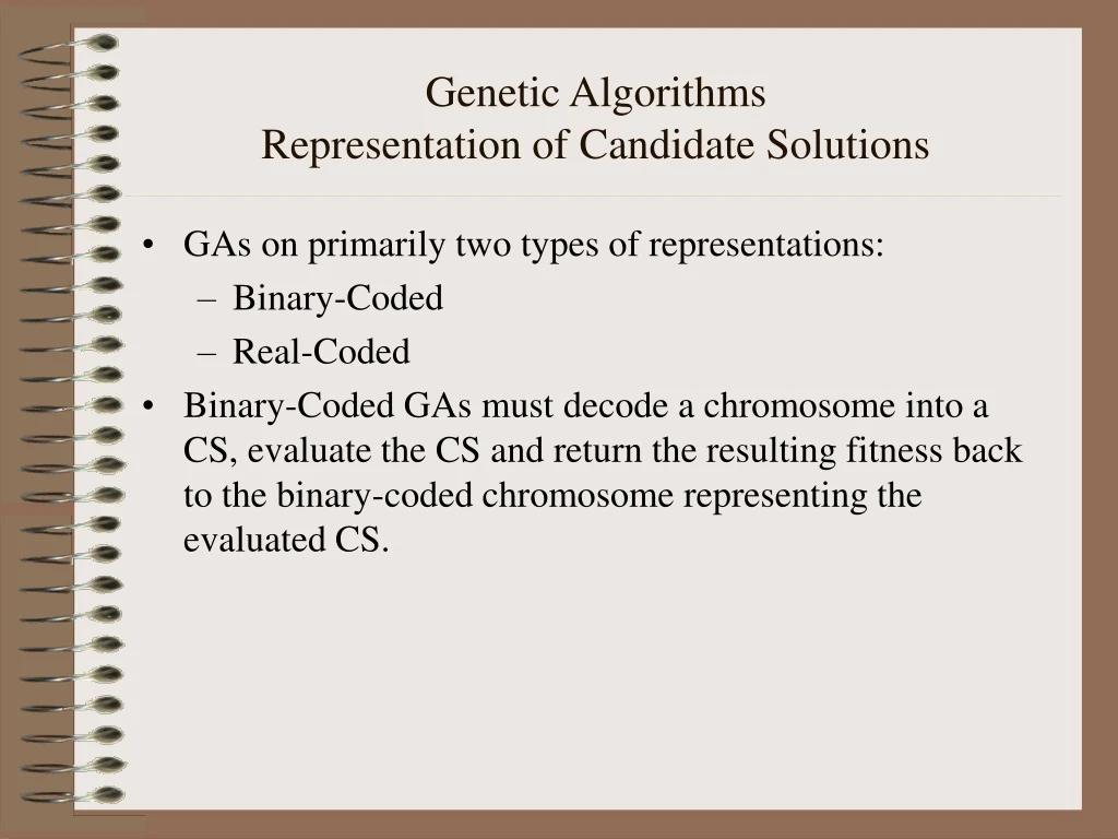 genetic algorithms representation of candidate solutions