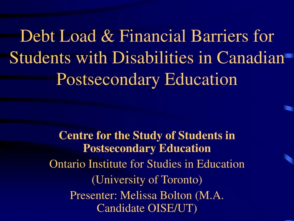 debt load financial barriers for students with disabilities in canadian postsecondary education