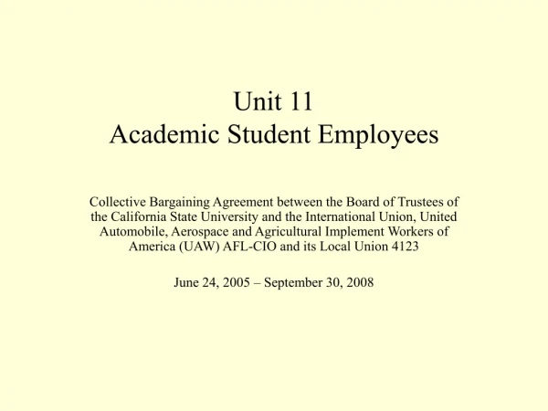 Unit 11 Academic Student Employees