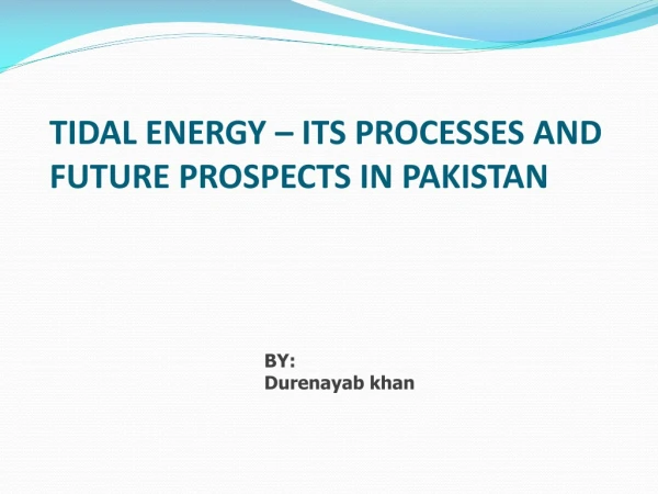 TIDAL ENERGY – ITS PROCESSES AND FUTURE PROSPECTS IN PAKISTAN