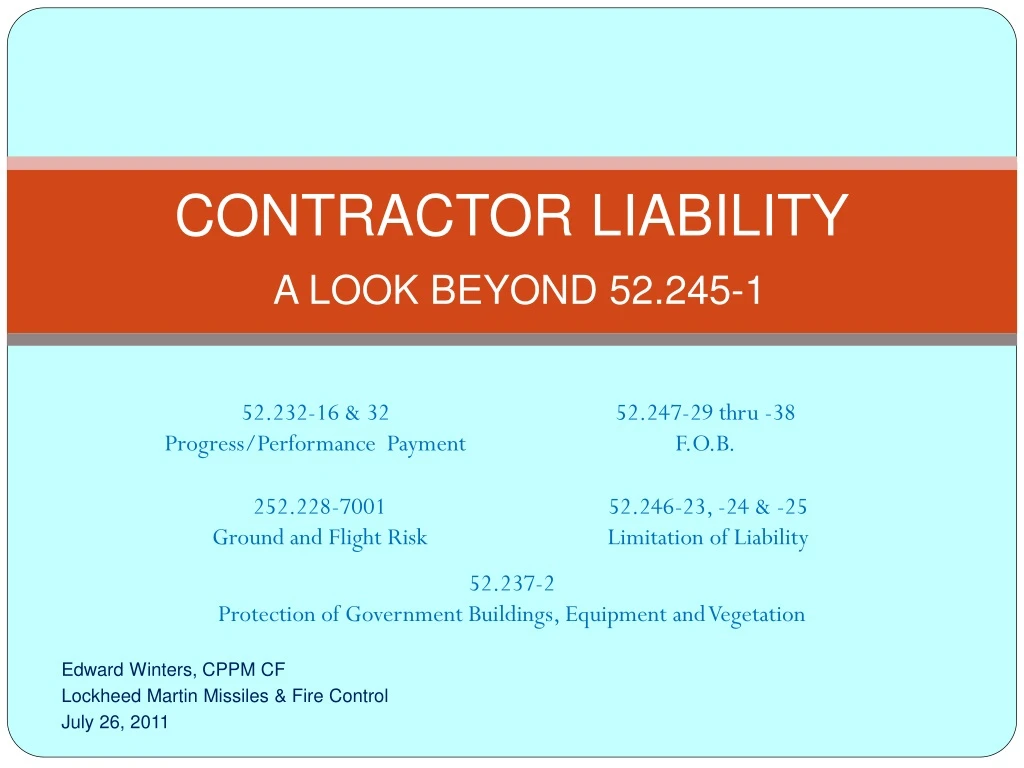 contractor liability a look beyond 52 245 1