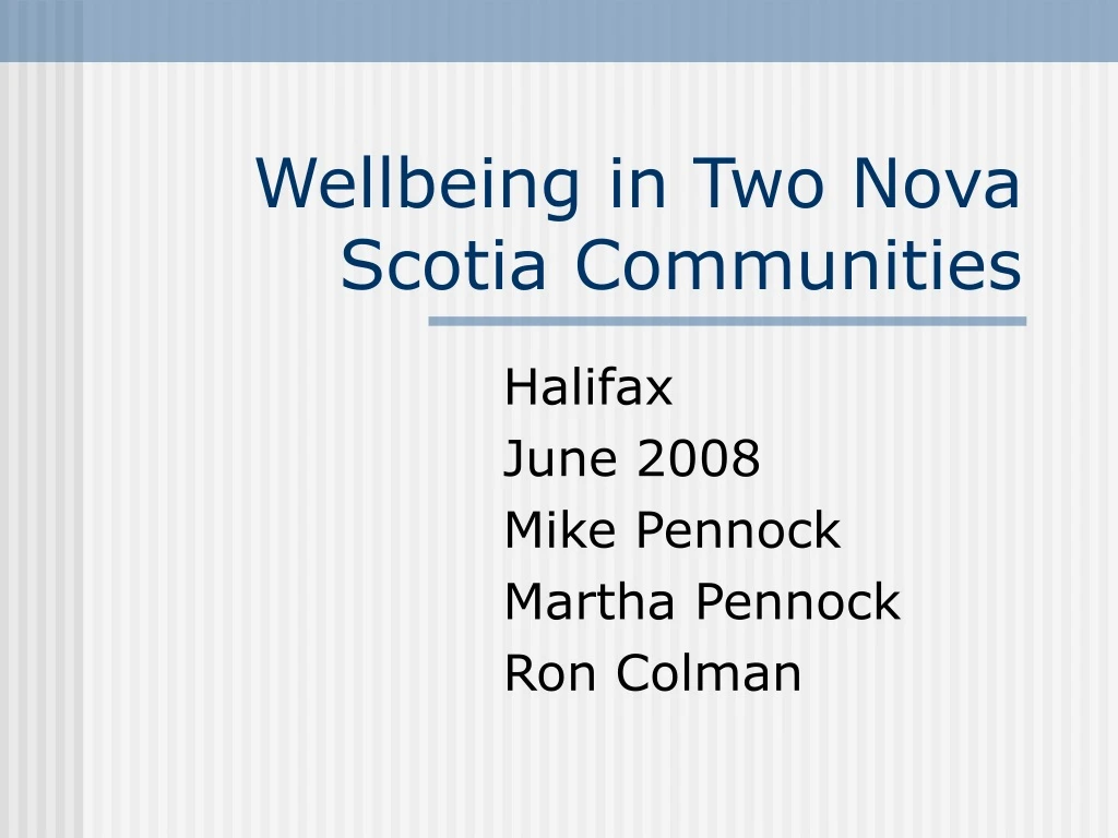 wellbeing in two nova scotia communities