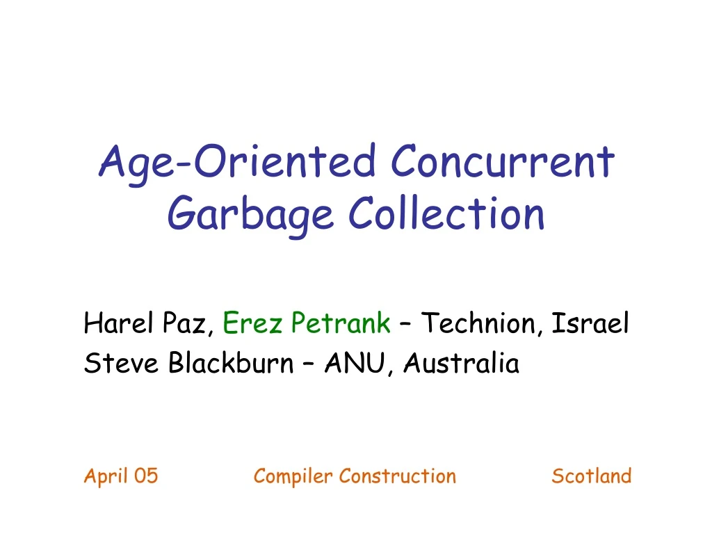 age oriented concurrent garbage collection
