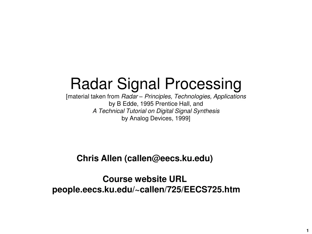 radar signal processing material taken from radar