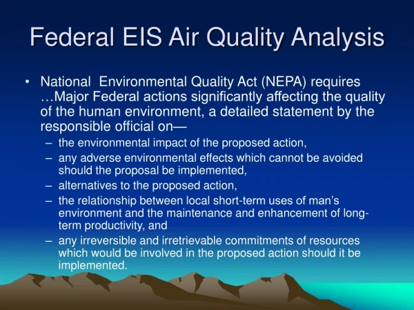 Federal EIS Air Quality Analysis