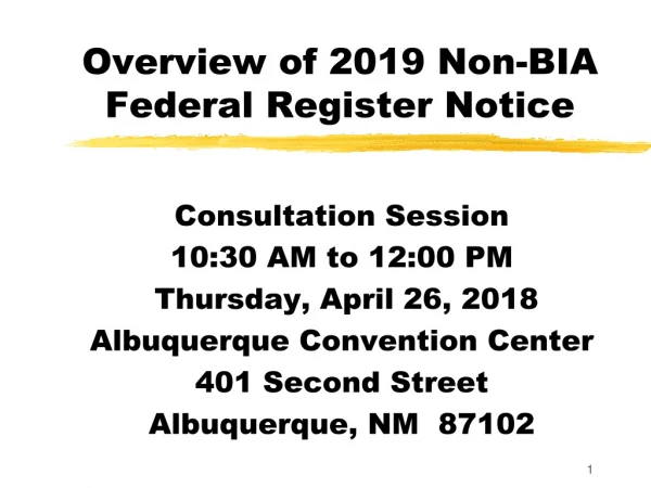 Overview of 2019 Non-BIA Federal Register Notice